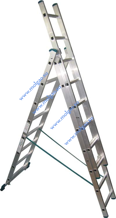 Универсальная трехсекционная лестница из алюминиевого профиля
