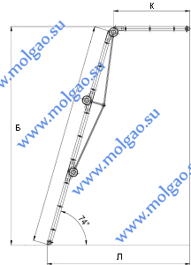Четырехсекционная лестница-трансформер. Размеры Б, К, Л