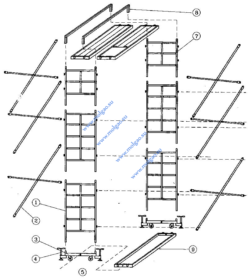 Схема сборки строительной вышки-туры Арис (проекты 1376, 1386)